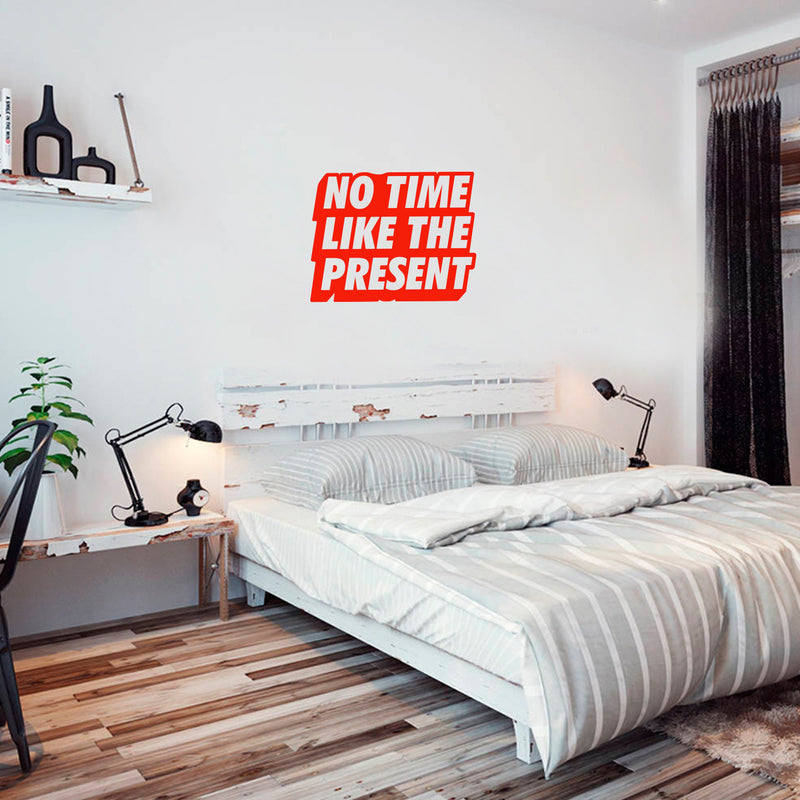 Vinyl Art Wall Decal - No Time Like The Present - 17" x 22" - Positive Life Quotes House Apartment Wall Decoration - Motivational Office Workplace Bedroom Living Room Decor (17" x 22"; Red) Red 17" x 22" 2