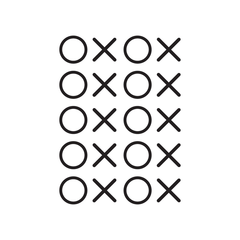 Set of 20 Vinyl Wall Art Decals - XOXO’s - Trendy Tic Tac Toe Pattern Home Living Room Workplace Decor - Modern Apartment Bedroom Office Work Peel and Stick Decals (28" x 22"; Black)