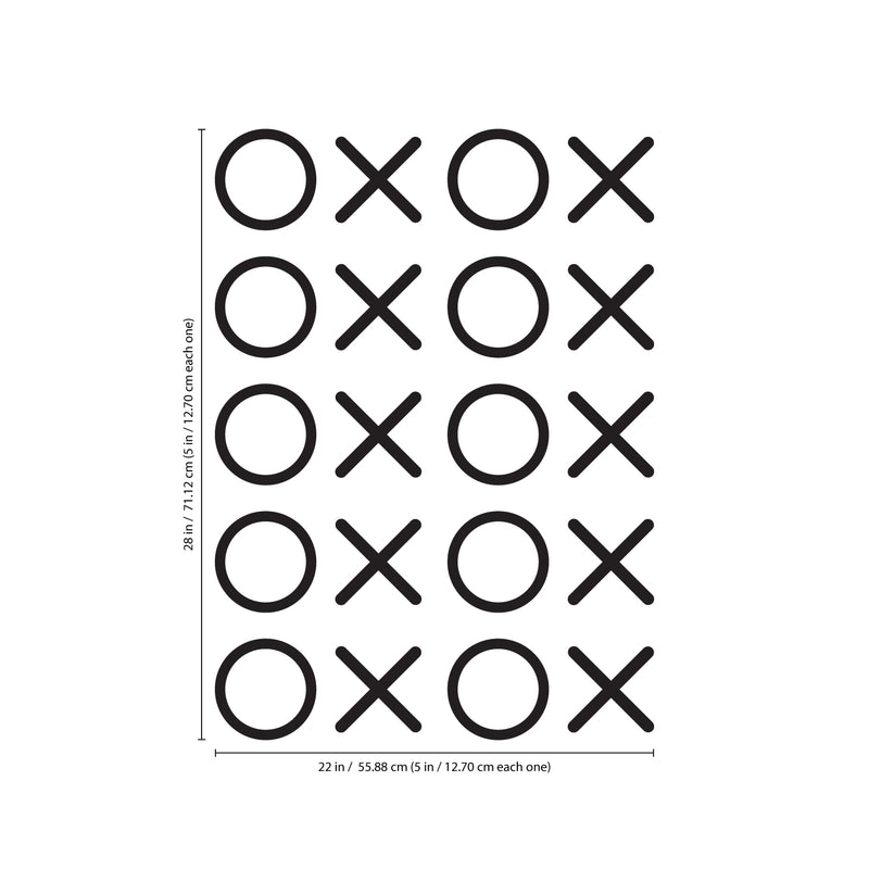 Set of 20 Vinyl Wall Art Decals - XOXO’s - 28" x 22" - Trendy Tic Tac Toe Pattern Home Living Room Workplace Decor - Modern Apartment Bedroom Office Work Peel and Stick Decals (28" x 22"; Black) Black 28" x 22" 2