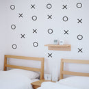 Set of 20 Vinyl Wall Art Decals - XOXO’s - 28" x 22" - Trendy Tic Tac Toe Pattern Home Living Room Workplace Decor - Modern Apartment Bedroom Office Work Peel and Stick Decals (28" x 22"; Black) Black 28" x 22" 3