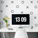 Set of 20 Vinyl Wall Art Decals - XOXO’s - Trendy Tic Tac Toe Pattern Home Living Room Workplace Decor - Modern Apartment Bedroom Office Work Peel and Stick Decals (28" x 22"; Black)   4