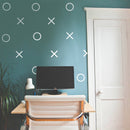 Set of 20 Vinyl Wall Art Decals - XOXO’s - 28" x 22" - Trendy Tic Tac Toe Pattern Home Living Room Workplace Decor - Modern Apartment Bedroom Office Work Peel and Stick Decals (28" x 22"; White) White 28" x 22" 3