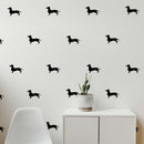 Set of 12 Vinyl Wall Art Decals - Dachshund Dogs - 3.5" x 6" Each - Fun Trendy Wiener Dog Decor for Home Apartment Bedroom Living Room - Cool Indoor Outdoor Teens Kids Theme (3.5" x 6" Each; Black) Black 3.5" x 6" each 3