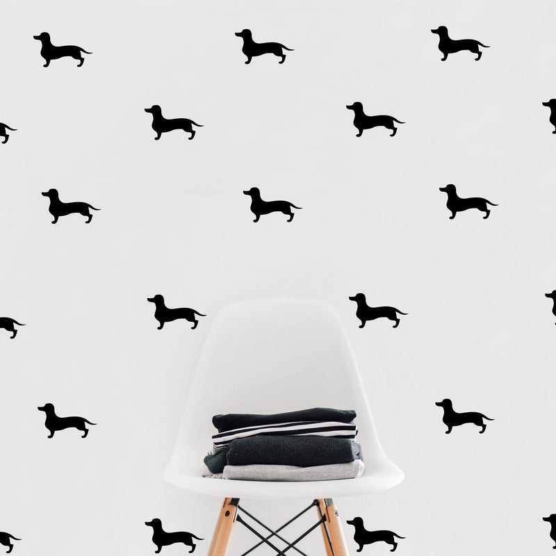 Set of 12 Vinyl Wall Art Decals - Dachshund Dogs - 3.Each - Fun Trendy Wiener Dog Decor for Home Apartment Bedroom Living Room - Cool Indoor Outdoor Teens Kids Theme (3.Each; White)   4