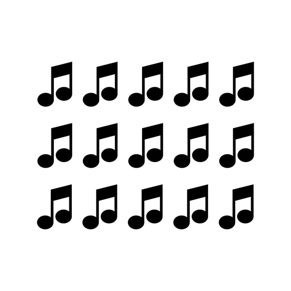 Set of 15 Vinyl Wall Art Decals - Musical Notes - Each - Cool Modern Music Lovers Home Living Room Bedroom Stickers - Trendy Office Business Workplace Decorations (Each; Black)