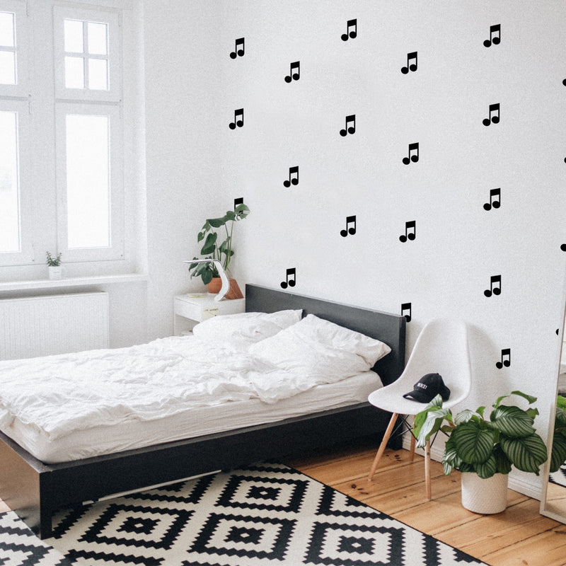 Set of 15 Vinyl Wall Art Decals - Musical Notes - Each - Cool Modern Music Lovers Home Living Room Bedroom Stickers - Trendy Office Business Workplace Decorations (Each; Black)   3