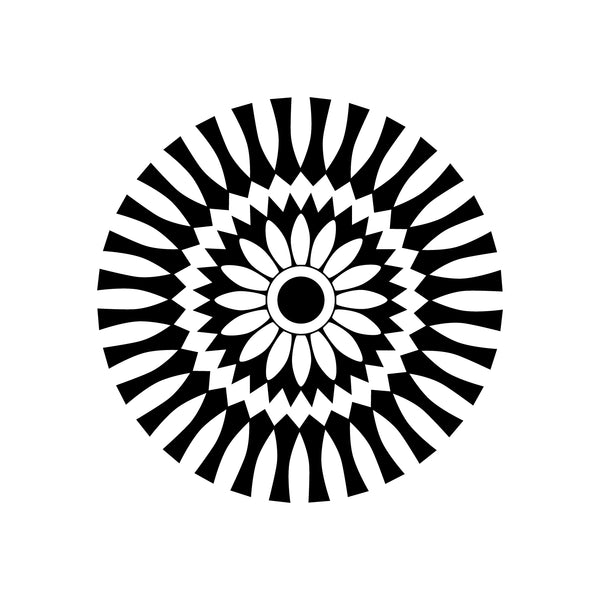 Vinyl Wall Art Decal - Abstract Sunflower Figure - Modern Home Bedroom Apartment Workplace Optical Illusion - Cool Living Room Door Office Work Door Window Decoration (23" x 23"; Blue)