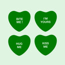 Set of 4 Valentines Day Vinyl Wall Art Decal - Assorted Heart Candies - 10" x 11" Each - Valentine’s Home Living Room Bedroom Fun Indoor Outdoor Apartment Coffee Shop Decor (10" x 11" Each; Green) Green 10" x 11" each