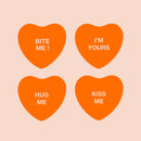 Set of 4 Valentines Day Vinyl Wall Art Decal - Assorted Heart Candies - 10" x 11" Each - Valentine’s Home Living Room Bedroom Fun Indoor Outdoor Apartment Coffee Shop Decor (10" x 11" Each; Orange) Orange 10" x 11" each