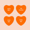 Set of 4 Valentines Day Vinyl Wall Art Decal - Assorted Heart Candies - 10" x 11" Each - Valentine’s Home Living Room Bedroom Fun Indoor Outdoor Apartment Coffee Shop Decor (10" x 11" Each; Orange) Orange 10" x 11" each