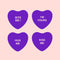 Set of 4 Valentines Day Vinyl Wall Art Decal - Assorted Heart Candies - 10" x 11" Each - Valentine’s Home Living Room Bedroom Fun Indoor Outdoor Apartment Coffee Shop Decor (10" x 11" Each; Purple) Purple 10" x 11" each