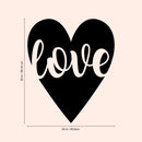 Valentines Day Vinyl Wall Art Decal - Love in Cursive - Valentine’s Heart Decor for Home Living Room Bedroom Sticker - Trendy Indoor Outdoor Apartment Office Work (23" x 20"; Black)