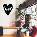 Valentines Day Vinyl Wall Art Decal - Love in Cursive - 23" x 20" - Valentine’s Heart Decor for Home Living Room Bedroom Sticker - Trendy Indoor Outdoor Apartment Office Work (23" x 20"; Black) Black 23" x 20" 3