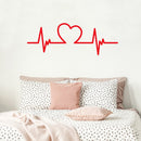 Valentines Day Vinyl Wall Art Decal - Heartbeat Heart Shape - 11" x 31" - Valentine’s Decor for Couples Home Living Room Bedroom Sticker - Cute Apartment Indoor Office Work Decor (11" x 31"; Red) Red 11" x 31" 2