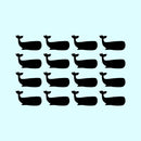 Set of 16 Vinyl Wall Art Decals - Whales - Each - Fun Ocean Home Bedroom Living Room Apartment Nursery Playroom - Cute Little Kids Toddler Teens Indoor Outdoor Decor (Each; Black)