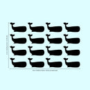 Set of 16 Vinyl Wall Art Decals - Whales - 5" x 8" Each - Fun Ocean Home Bedroom Living Room Apartment Nursery Playroom - Cute Little Kids Toddler Teens Indoor Outdoor Decor (5" x 8" Each; Black) Black 5" x 8" each 4