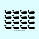 Set of 16 Vinyl Wall Art Decals - Whales - 5" x 8" Each - Fun Ocean Home Bedroom Living Room Apartment Nursery Playroom - Cute Little Kids Toddler Teens Indoor Outdoor Decor (5" x 8" Each; Black) Black 5" x 8" each 4