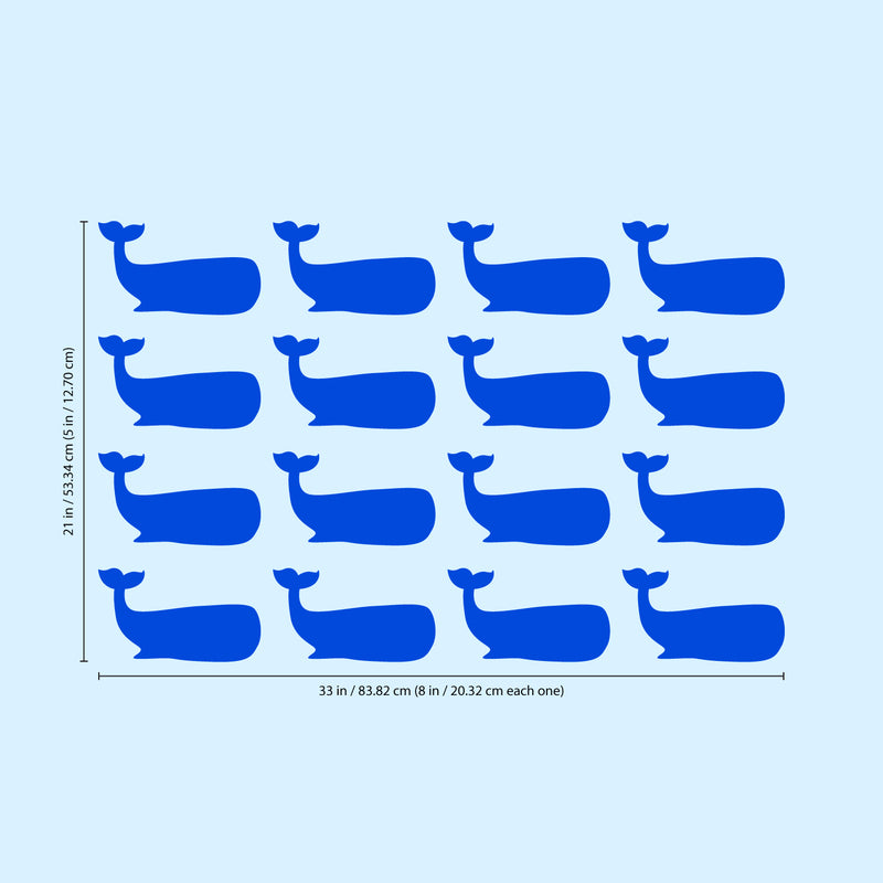 Set of 16 Vinyl Wall Art Decals - Whales - Each - Fun Ocean Home Bedroom Living Room Apartment Nursery Playroom - Cute Little Kids Toddler Teens Indoor Outdoor Decor (Each; Black)   5
