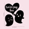 Valentines Day Vinyl Wall Art Decal - You’re My Boo - 27" x 23" - Valentine’s Ghosts Lovers Hearts Decor Cute Romantic Couples Home Living Room Bedroom Apartment Indoor Sticker (27" x 23"; Black) Black 27" x 23"