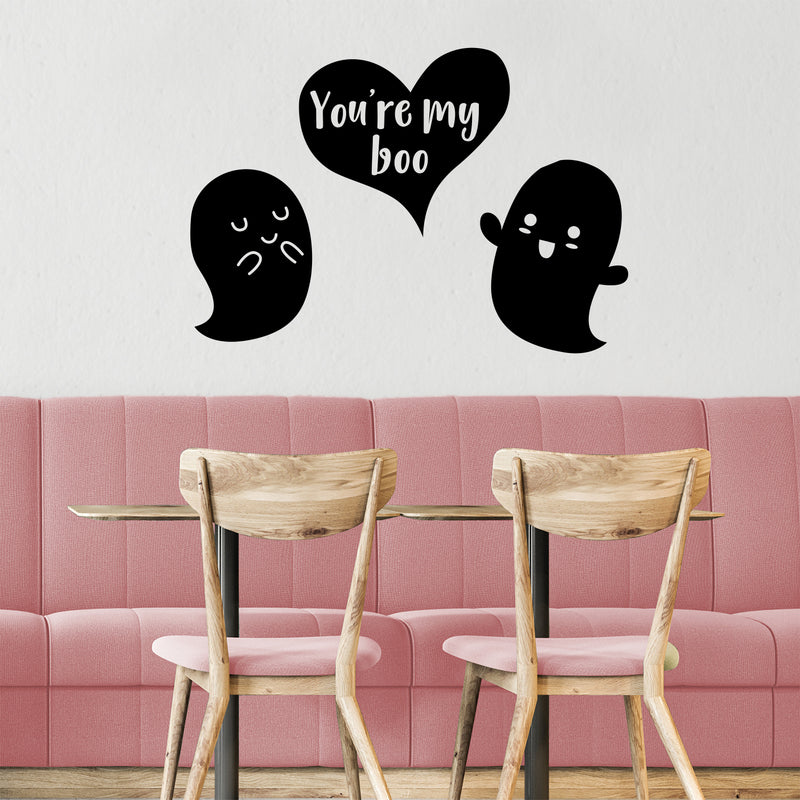 Valentines Day Vinyl Wall Art Decal - You’re My Boo - 27" x 23" - Valentine’s Ghosts Lovers Hearts Decor Cute Romantic Couples Home Living Room Bedroom Apartment Indoor Sticker (27" x 23"; Black) Black 27" x 23" 3