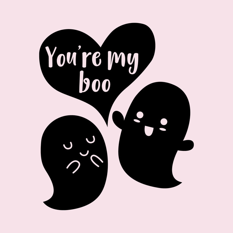 Valentines Day Vinyl Wall Art Decal - You’re My Boo - Valentine’s Ghosts Lovers Hearts Decor Cute Romantic Couples Home Living Room Bedroom Apartment Indoor Sticker (27" x 23"; Black)   4