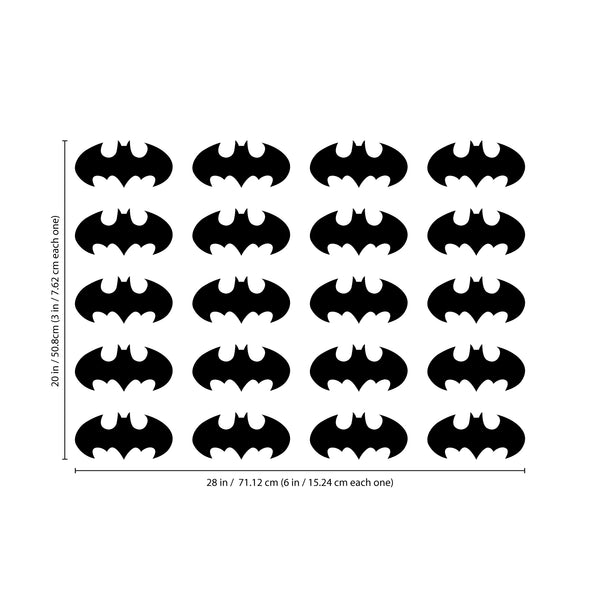 Set of 20 Vinyl Wall Art Decal - Batman - Each - Cool Superhero Decor for Light Switch Window Mirror Luggage Car Bumper Laptop Computer Skin Peel and Stick Stickers (Each; Yellow)