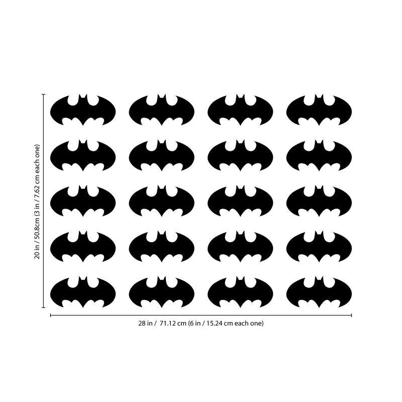 Set of 20 Vinyl Wall Art Decal - Batman - Each - Cool Superhero Decor for Light Switch Window Mirror Luggage Car Bumper Laptop Computer Skin Peel and Stick Stickers (Each; Yellow)
