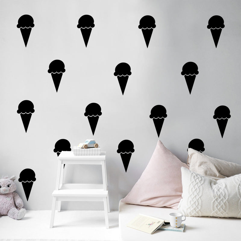 Set of 15 Vinyl Wall Art Decals - Ice Cream Cones - 6.Each - Fun Home Bedroom Living Room Apartment Nursery Playroom - Cute Little Kids Toddler Teens Indoor Decor (6.Each; Blue)   4