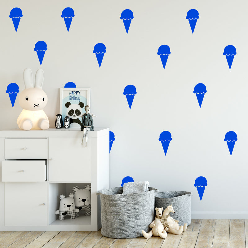 Set of 15 Vinyl Wall Art Decals - Ice Cream Cones - 6.Each - Fun Home Bedroom Living Room Apartment Nursery Playroom - Cute Little Kids Toddler Teens Indoor Decor (6.Each; Blue)   5