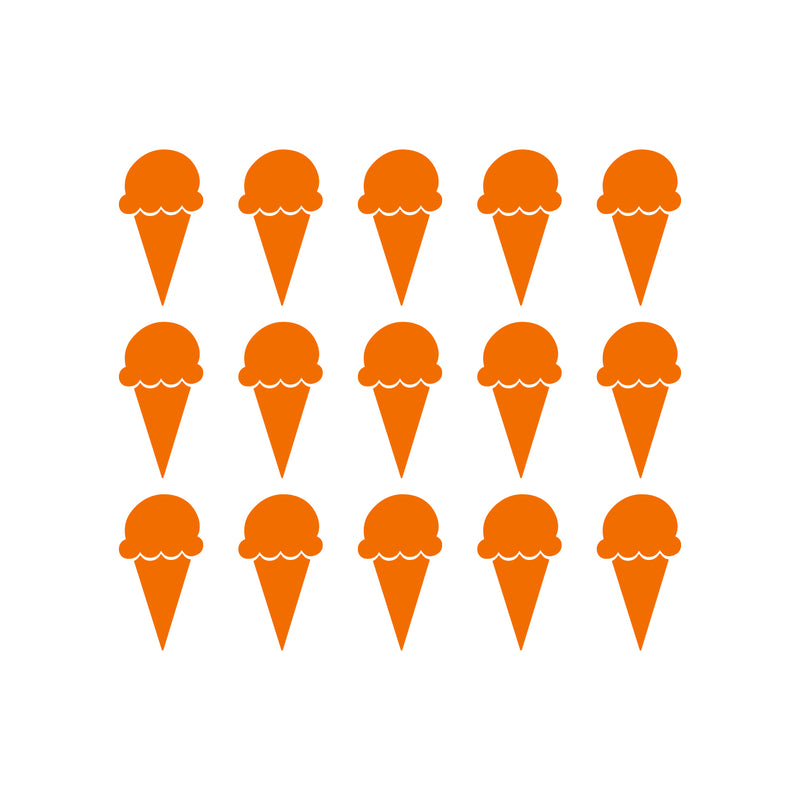Set of 15 Vinyl Wall Art Decals - Ice Cream Cones - 6.3" x 3" Each - Fun Home Bedroom Living Room Apartment Nursery Playroom - Cute Little Kids Toddler Teens Indoor Decor (6.3" x 3" Each; Orange) Orange 6.3" x 3" each 2