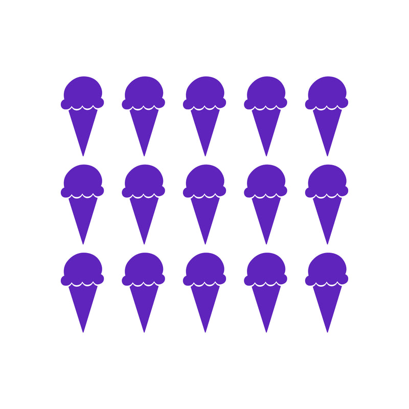 Set of 15 Vinyl Wall Art Decals - Ice Cream Cones - 6.3" x 3" Each - Fun Home Bedroom Living Room Apartment Nursery Playroom - Cute Little Kids Toddler Teens Indoor Decor (6.3" x 3" Each; Purple) Purple 6.3" x 3" each 3