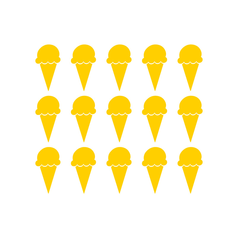 Set of 15 Vinyl Wall Art Decals - Ice Cream Cones - 6.3" x 3" Each - Fun Home Bedroom Living Room Apartment Nursery Playroom - Cute Little Kids Toddler Teens Indoor Decor (6.3" x 3" Each; Yellow) Yellow 6.3" x 3" each 3