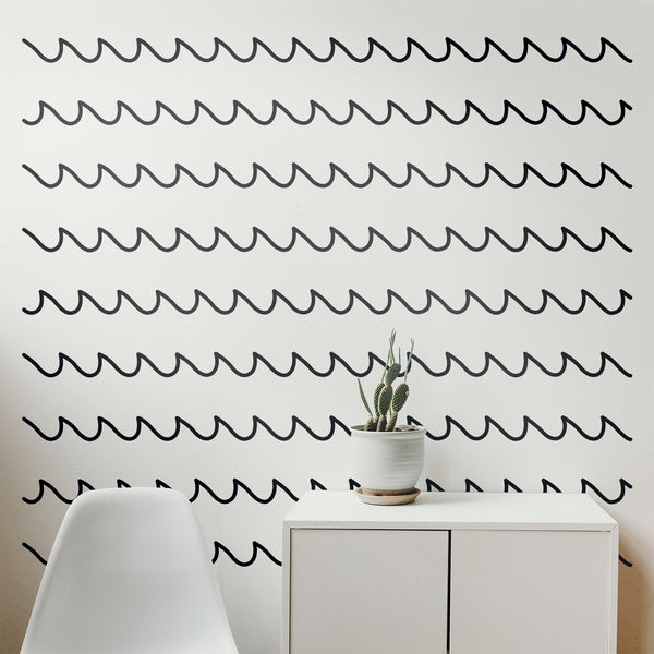Set of 3 Vinyl Wall Art Decals - Waves - ach - Modern Cool Ocean Theme Home Bedroom Living Room Apartment Nursery Playroom - Little Kids Toddler Teens Urban Decor (ach; Blue)   2