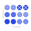Set of 12 Vinyl Wall Art Decal - Circle Patterns - Each - Modern Urban Decor for Home Apartment Workplace Decor - Geometric Design for Living Room Bedroom Decals (Each; Blue)   5