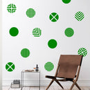 Set of 12 Vinyl Wall Art Decal - Circle Patterns - 10" x 10" Each - Modern Urban Decor for Home Apartment Workplace Decor - Geometric Design for Living Room Bedroom Decals (10" x 10" Each; Green) Green 10" x 10" each 2