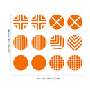 Set of 12 Vinyl Wall Art Decal - Circle Patterns - 10" x 10" Each - Modern Urban Decor for Home Apartment Workplace Decor - Geometric Design for Living Room Bedroom Decals (10" x 10" Each; Orange) Orange 10" x 10" each