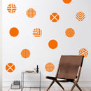 Set of 12 Vinyl Wall Art Decal - Circle Patterns - 10" x 10" Each - Modern Urban Decor for Home Apartment Workplace Decor - Geometric Design for Living Room Bedroom Decals (10" x 10" Each; Orange) Orange 10" x 10" each 2