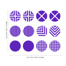 Set of 12 Vinyl Wall Art Decal - Circle Patterns - 10" x 10" Each - Modern Urban Decor for Home Apartment Workplace Decor - Geometric Design for Living Room Bedroom Decals (10" x 10" Each; Purple) Purple 10" x 10" each