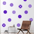 Set of 12 Vinyl Wall Art Decal - Circle Patterns - 10" x 10" Each - Modern Urban Decor for Home Apartment Workplace Decor - Geometric Design for Living Room Bedroom Decals (10" x 10" Each; Purple) Purple 10" x 10" each 2