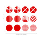 Set of 12 Vinyl Wall Art Decal - Circle Patterns - 10" x 10" Each - Modern Urban Decor for Home Apartment Workplace Decor - Geometric Design for Living Room Bedroom Decals (10" x 10" Each; Red) Red 10" x 10" each