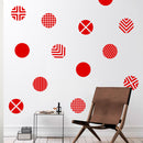 Set of 12 Vinyl Wall Art Decal - Circle Patterns - 10" x 10" Each - Modern Urban Decor for Home Apartment Workplace Decor - Geometric Design for Living Room Bedroom Decals (10" x 10" Each; Red) Red 10" x 10" each 2