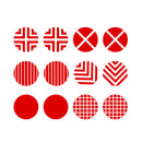 Set of 12 Vinyl Wall Art Decal - Circle Patterns - 10" x 10" Each - Modern Urban Decor for Home Apartment Workplace Decor - Geometric Design for Living Room Bedroom Decals (10" x 10" Each; Red) Red 10" x 10" each 4