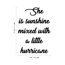 Vinyl Wall Art Decal - She is Sunshine Mixed with A Little Hurricane - 22.5" x 19" - Women’s Empowerment Positive Bedroom Apartment Decor - Motivational Home Living Room Office Workplace Quotes Black 22.5" x 19"