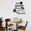St Patrick’s Day Vinyl Wall Art Decal - Irish Kisses and Shamrock Wishes - St Patty’s Holiday Home Living Room Bedroom Sticker - Coffee Shop Bar Apartment Decor (23" x 23"; Black)   3