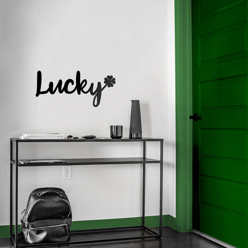 St Patrick’s Day Vinyl Wall Art Decal - Lucky Clover - - St Patty’s Holiday Modern Coffee Shop Home Living Room Bedroom - Trendy Office Work Apartment Indoor Decor (; Black)   2