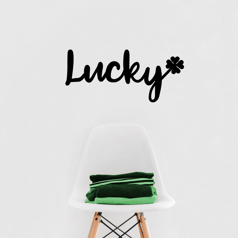St Patrick’s Day Vinyl Wall Art Decal - Lucky Clover - 10" x 22.5" - St Patty’s Holiday Modern Coffee Shop Home Living Room Bedroom - Trendy Office Work Apartment Indoor Decor (10" x 22.5"; Black) Black 10" x 22.5" 3