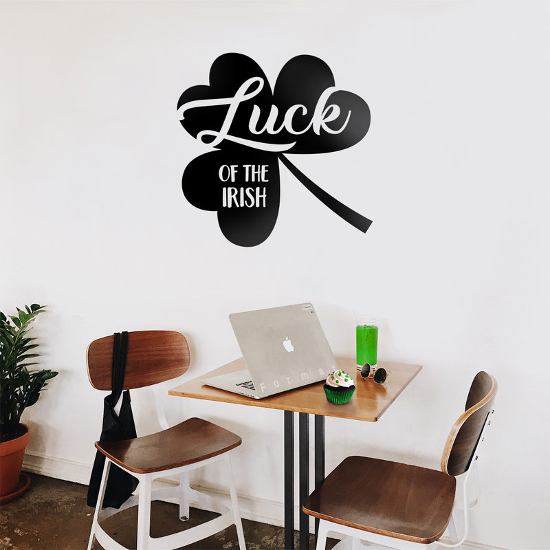 St Patrick’s Day Vinyl Wall Art Decal - Luck of The Irish - 23" x 23" - St Patty’s Holiday Modern Coffee Shop Home Living Room Bedroom - Trendy Office Work Apartment Indoor Decor (23" x 23"; Black) Black 23" x 23" 3