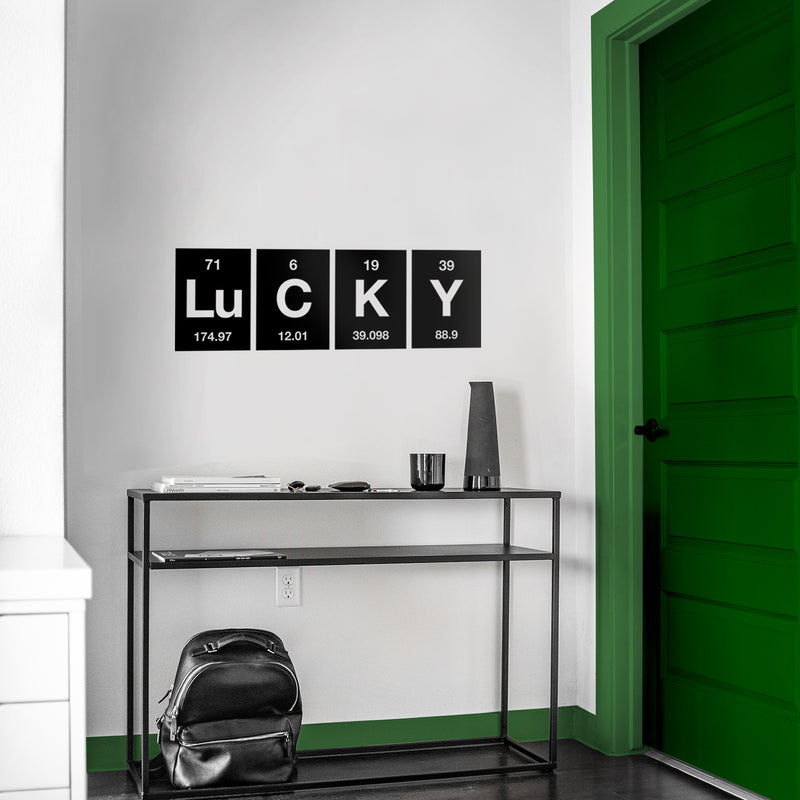 St Patrick’s Day Vinyl Wall Art Decal - Lucky Table of Elements - 11" x 34" - St Patty’s Holiday Modern Science Home Living Room Bedroom Apartment Indoor Office Work Decor (11" x 34"; Black) Black 11" x 34" 2