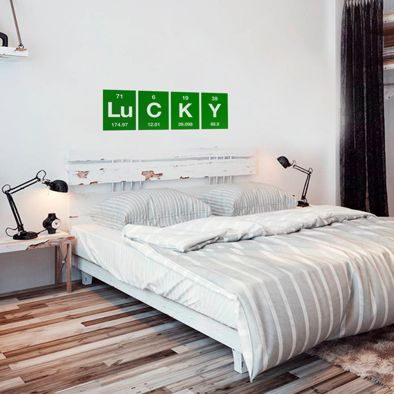 St Patrick’s Day Vinyl Wall Art Decal - Lucky Table of Elements - 11" x 34" - St Patty’s Holiday Modern Science Home Living Room Bedroom Apartment Indoor Office Work Decor (11" x 34"; Green) Green 11" x 34" 3