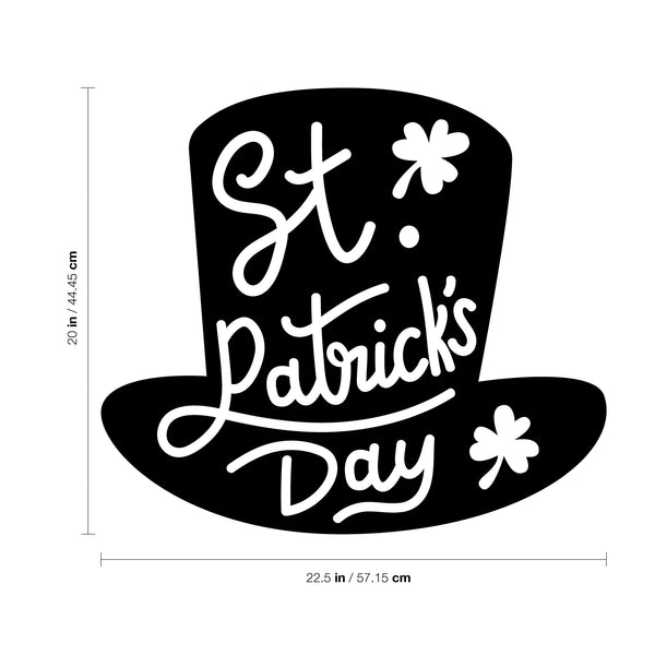 St Patrick’s Day Vinyl Wall Art Decal - St Patrick’s Day Hat Only - - St Patty’s Holiday Modern Coffee Shop Home Living Room Bedroom Apartment Office Work Decor (; Black)